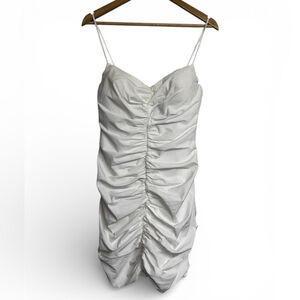 Babaton Ruched White Mini Dress Built-In Bra Size 6